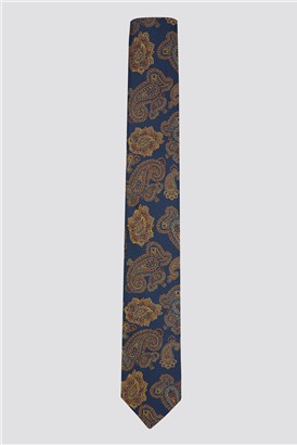  Navy Burnt Orange Twill Paisley Tie