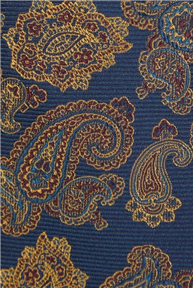  Navy Burnt Orange Twill Paisley Tie