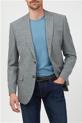  Light Grey Broken Check Suit Jacket