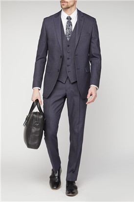  Navy Texture Regular Fit Suit Jacket