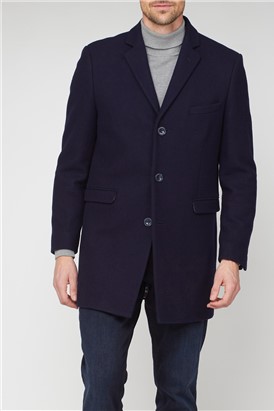  Navy 3 Button Overcoat