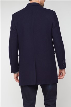  Navy 3 Button Overcoat