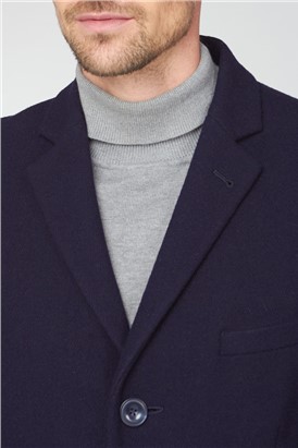  Navy 3 Button Overcoat