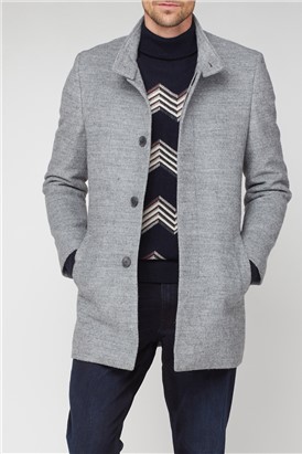  Grey Funnel Neck Car Coat