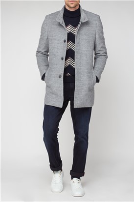  Grey Funnel Neck Car Coat