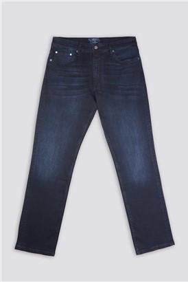 Blue Black Denim Straight Jean