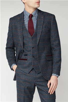  Luca Navy Check Tweed Jacket