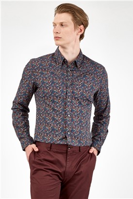  Midnight Blue Multicolour Floral Shirt