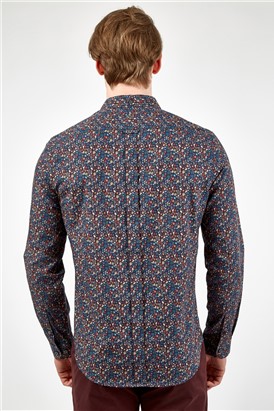  Midnight Blue Multicolour Floral Shirt