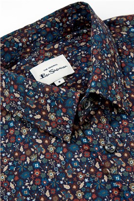  Midnight Blue Multicolour Floral Shirt