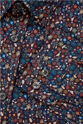  Midnight Blue Multicolour Floral Shirt