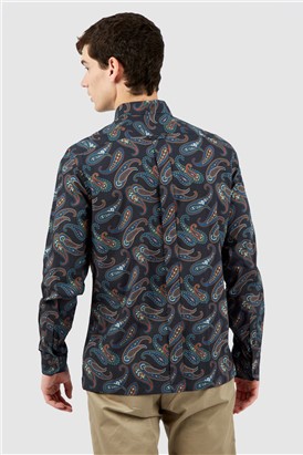  Large Midnight Paisley Print Shirt