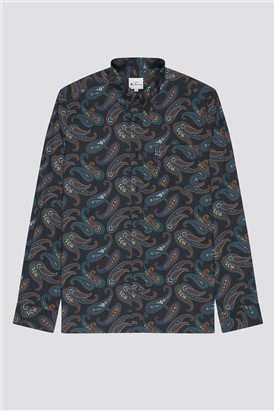  Large Midnight Paisley Print Shirt