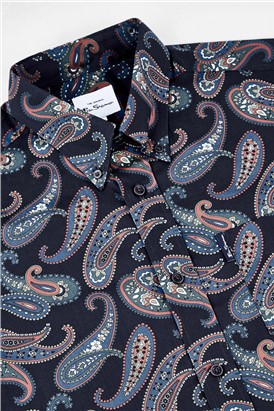  Large Midnight Paisley Print Shirt