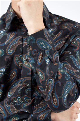  Large Midnight Paisley Print Shirt