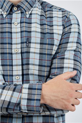  Light Blue Striped Checked Shirt