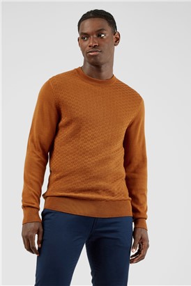  Caramel Textured Front Crew Neck Jumper