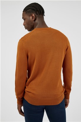  Caramel Textured Front Crew Neck Jumper