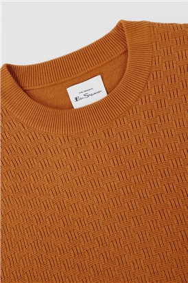  Caramel Textured Front Crew Neck Jumper