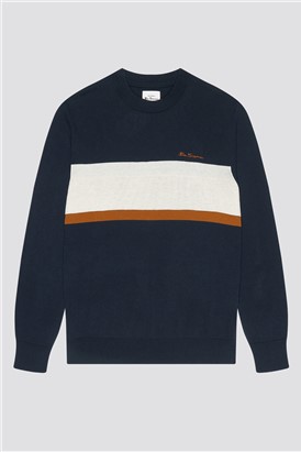  Chest Stripe Crew Neck Jumper - Marine