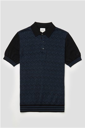  Black Knitted Jacquard Polo Shirt