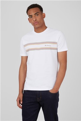  White Organic Cotton Chest Stripe Logo T-Shirt