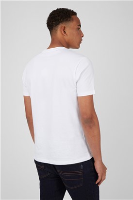  White Organic Cotton Chest Stripe Logo T-Shirt