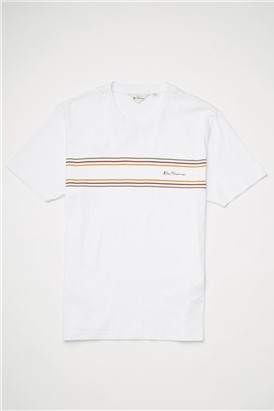  White Organic Cotton Chest Stripe Logo T-Shirt