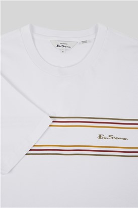  White Organic Cotton Chest Stripe Logo T-Shirt