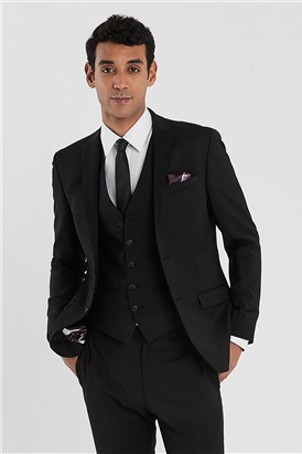  Slim Fit Black Stretch Waistcoat