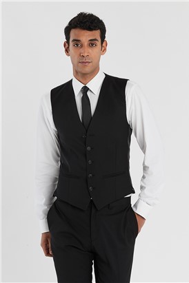  Slim Fit Black Stretch Waistcoat