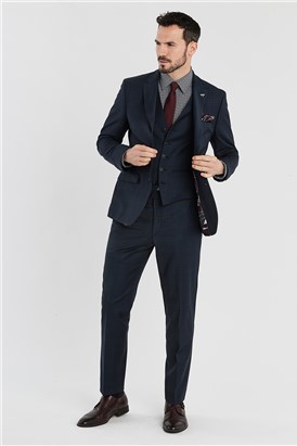  Regular Fit Navy Brushed Check Jacket