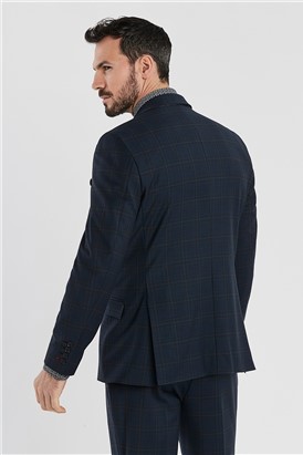  Regular Fit Navy Brushed Check Jacket