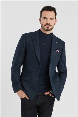  Blue Texture Regular Fit Jacket