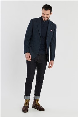  Blue Texture Regular Fit Jacket