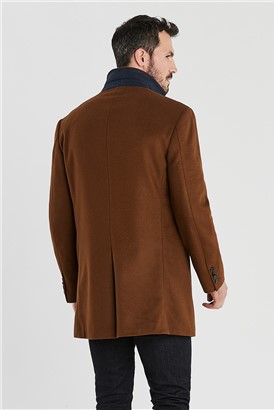  Tan Melton Slim Fit Overcoat