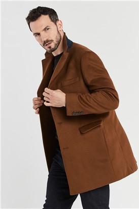  Tan Melton Slim Fit Overcoat