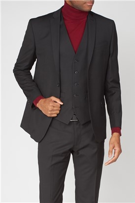  Black Plain Three Piece Suit