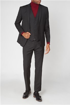  Black Plain Three Piece Suit