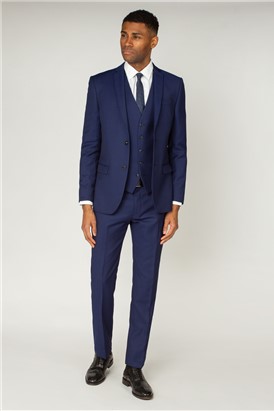  Bright Blue Textured Three Piece Suit