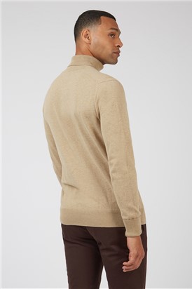  Sand Cotton Signature Knitted Roll Neck Jumper