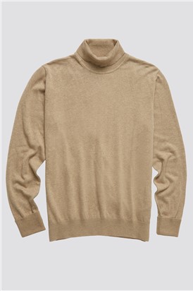  Sand Cotton Signature Knitted Roll Neck Jumper