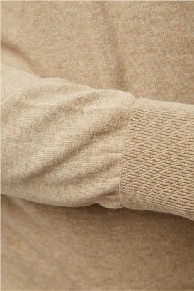  Sand Cotton Signature Knitted Roll Neck Jumper