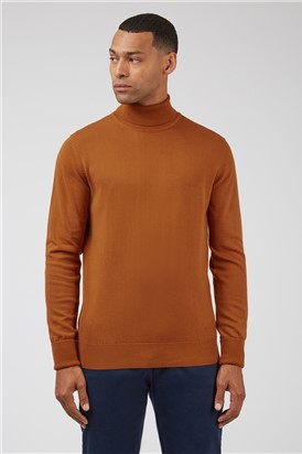  Dark Orange Cotton Signature Knitted Roll Neck Jumper