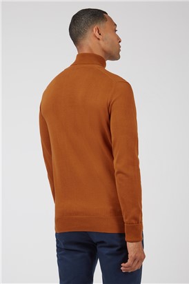  Dark Orange Cotton Signature Knitted Roll Neck Jumper