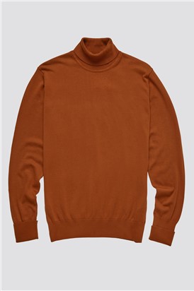  Dark Orange Cotton Signature Knitted Roll Neck Jumper