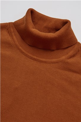  Dark Orange Cotton Signature Knitted Roll Neck Jumper