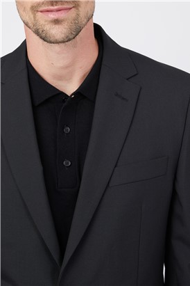  Regular Fit Black Wool Blend Jacket