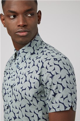  Regular Fit Geometric Block Print Shirt