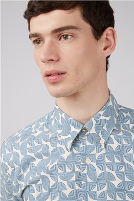  Regular Fit Geometric Block Print Shirt